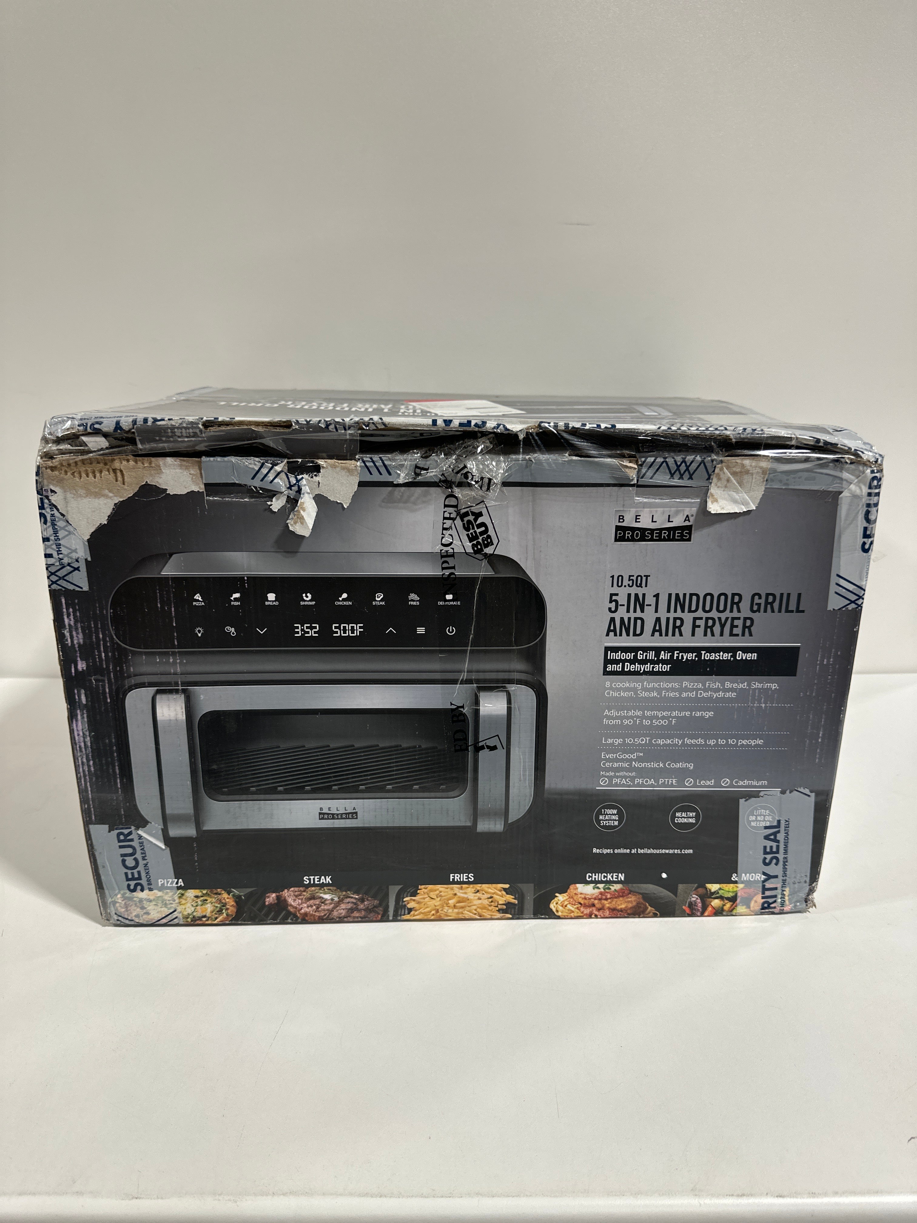 Bella PRO - 10.5-qt. Touchscreen 5-in-1 Indoor Grill & Air Fryer - Stainless Steel - *Kitchen Appliances