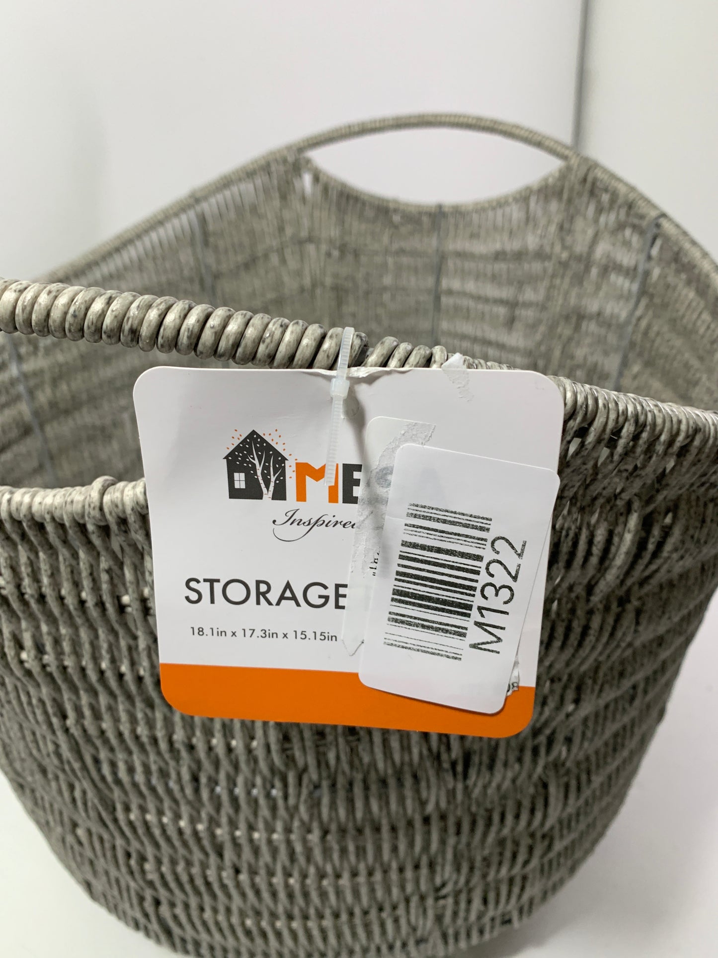 Mesa Faux Wicker Storage Basket Grey