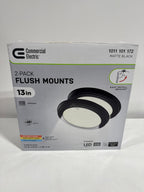 13 in. Matte Black Edgelit 3CCT LED Flush Mount (2-Pack) - *Lighting & Electrical