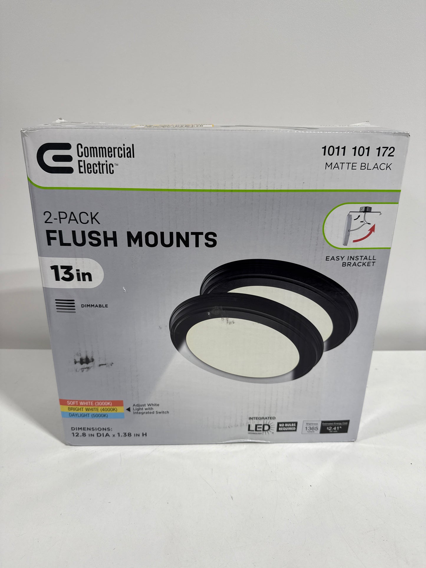 13 in. Matte Black Edgelit 3CCT LED Flush Mount (2-Pack)