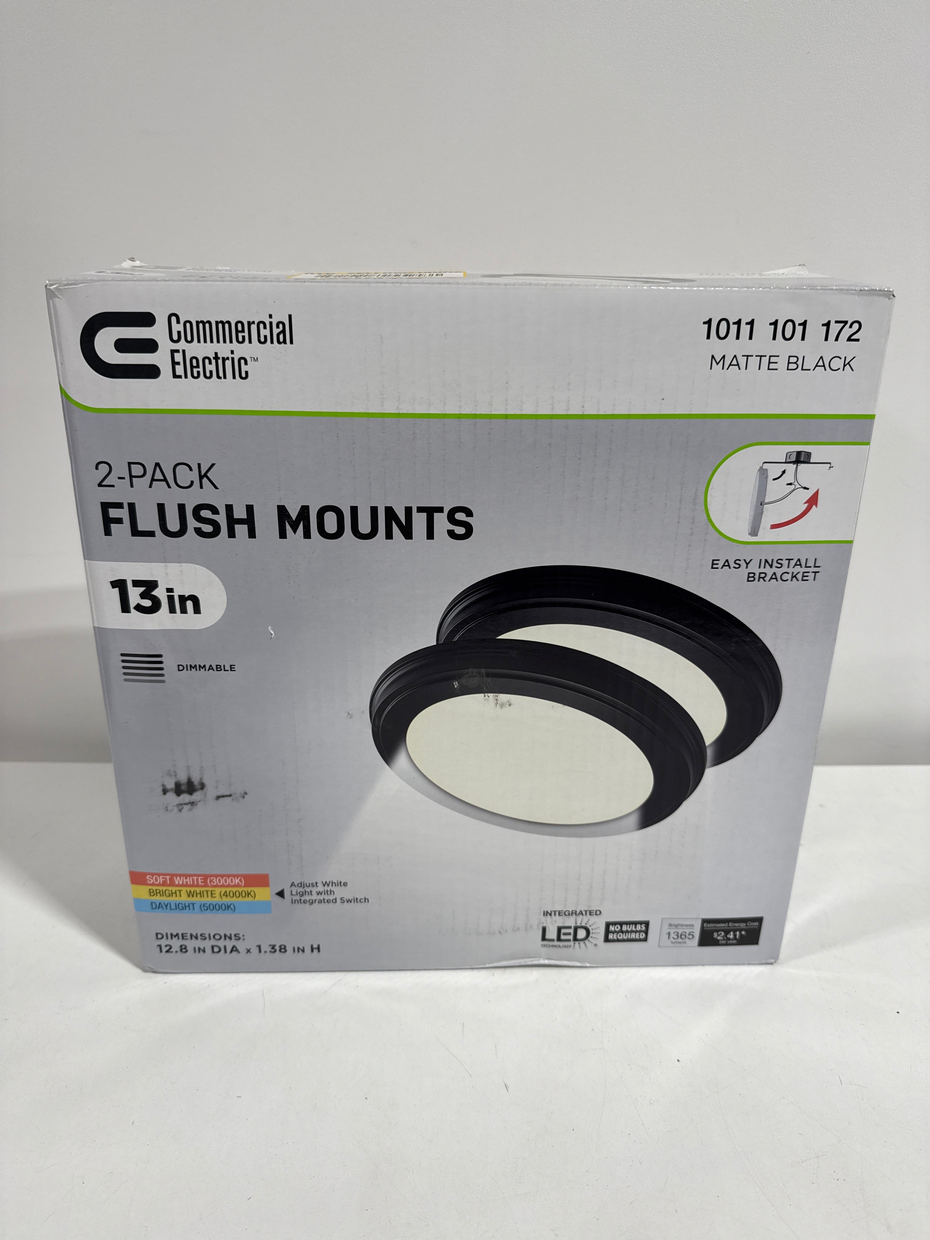 13 in. Matte Black Edgelit 3CCT LED Flush Mount (2-Pack) - *Lighting & Electrical