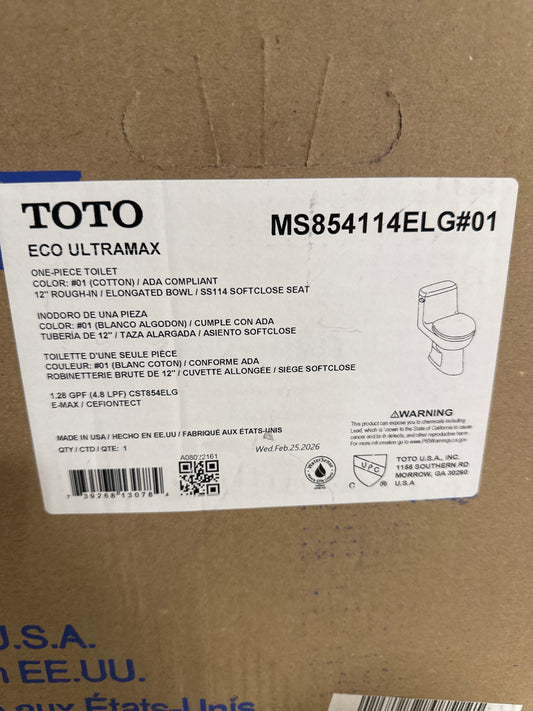 Toto Ms854114elg Eco Ultramax One Piece Elongated 1.28 Gpf Ada Toilet - Cotton