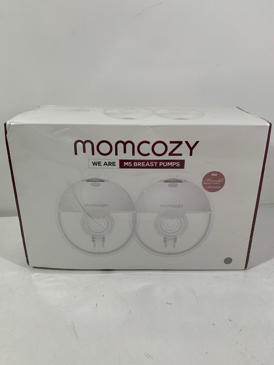 Momcozy Breast Pump Hands Free M5, Wearable Breast Pump of Baby Mouth Double-Sealed Flange with 3 Modes & 9 Levels, Electric Breast Pump Portable - 24mm, 2 Pack Grey