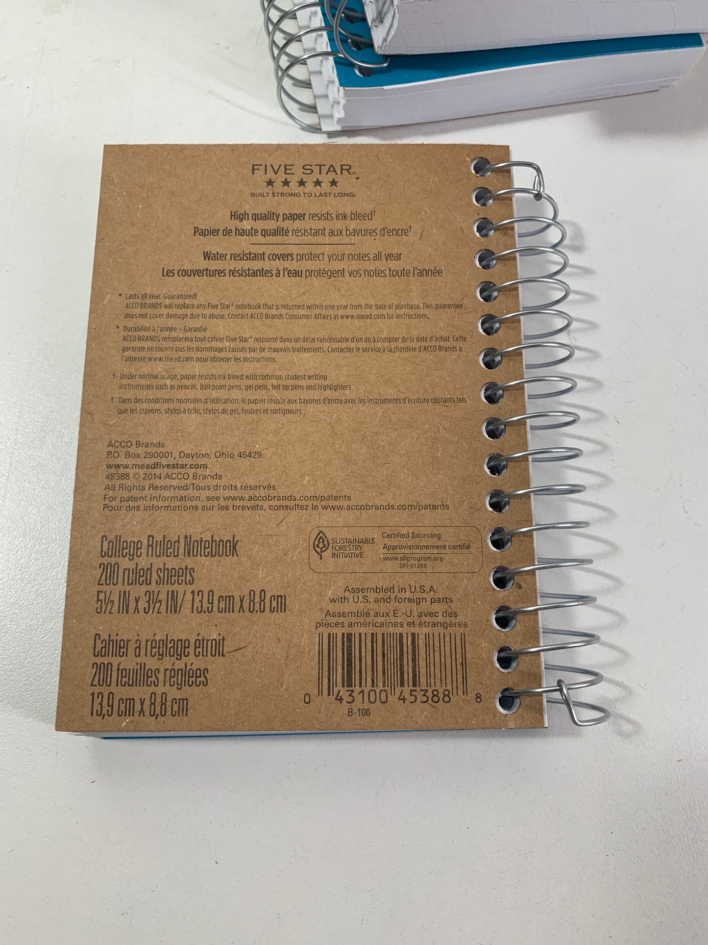 24 - Five Star Fat Lil College Ruled Wirebound Notebook 5 1/2 X 4y (45377)