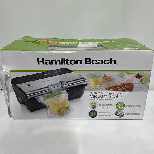 Hamilton Beach - NutriFresh Wet & Dry Food Vacuum Sealer with 2-Roll Storage & Starter Kit - Black