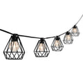 JONATHAN Y 10-Light Indoor/Outdoor 10 Ft. Contemporary Transitional LED G40 Diamond Cage String Lights Black