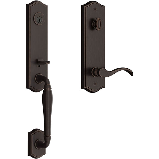 Baldwin EE.NEWxCUR.R.TAE New Hampshire One Piece Single Cylinder Keyed Entry Handleset with Right Handed Interior Curve Lever