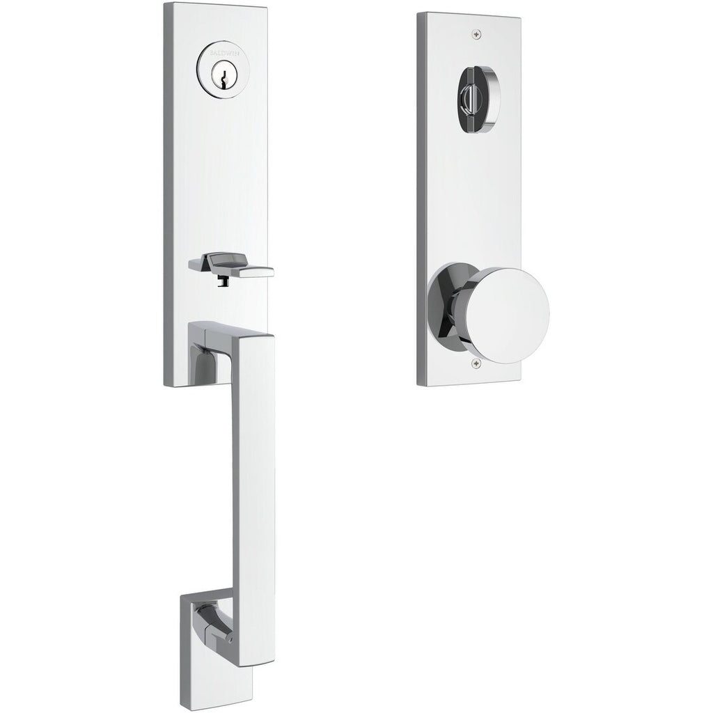 Baldwin EE.SEAxCON.CQE Seattle One Piece Single Cylinder Keyed Entry Handleset with Interior Contemporary Knob