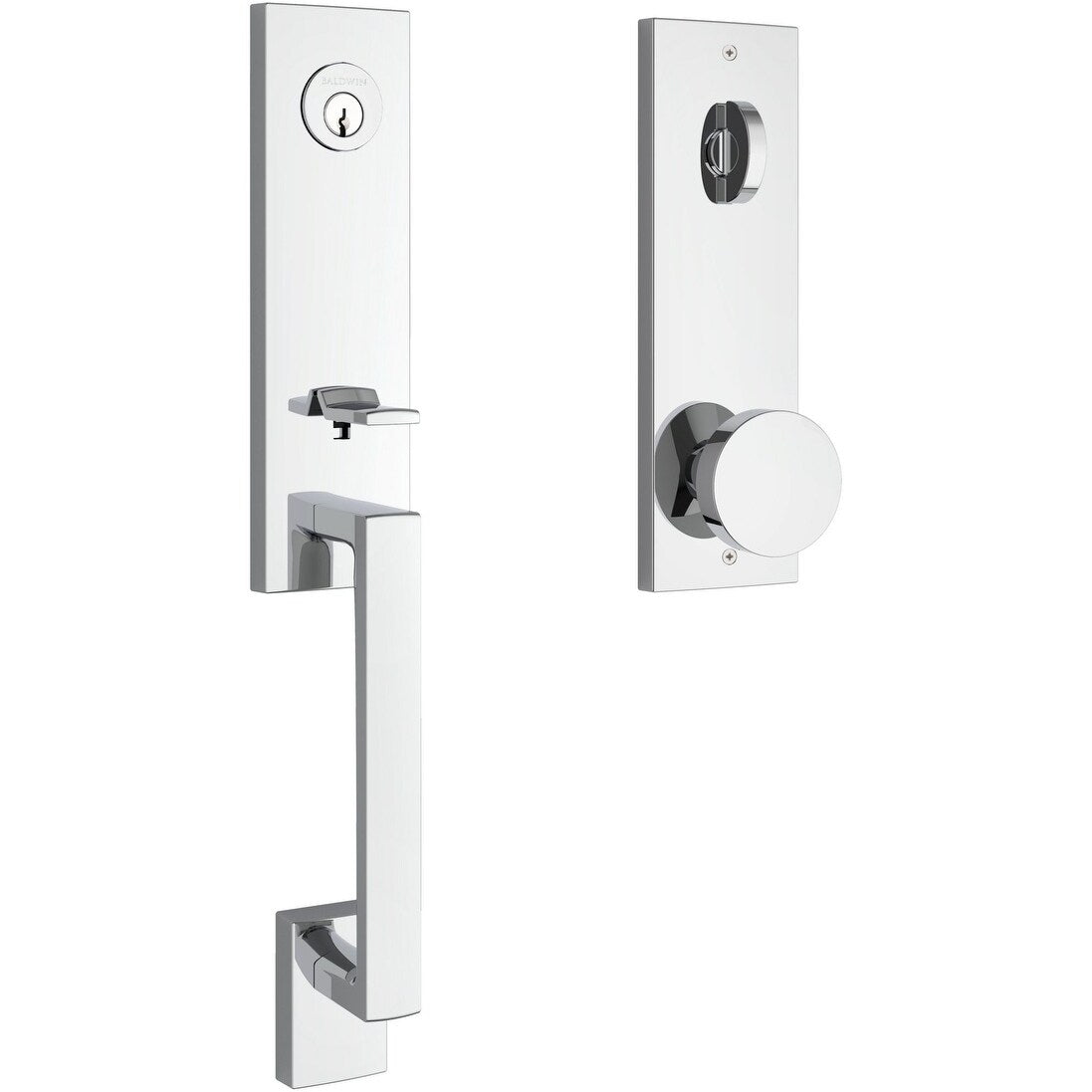 Baldwin EE.SEAxCON.CQE Seattle One Piece Single Cylinder Keyed Entry Handleset with Interior Contemporary Knob