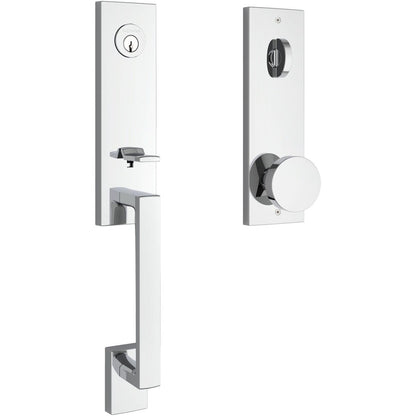 Baldwin EE.SEAxCON.CQE Seattle One Piece Single Cylinder Keyed Entry Handleset with Interior Contemporary Knob