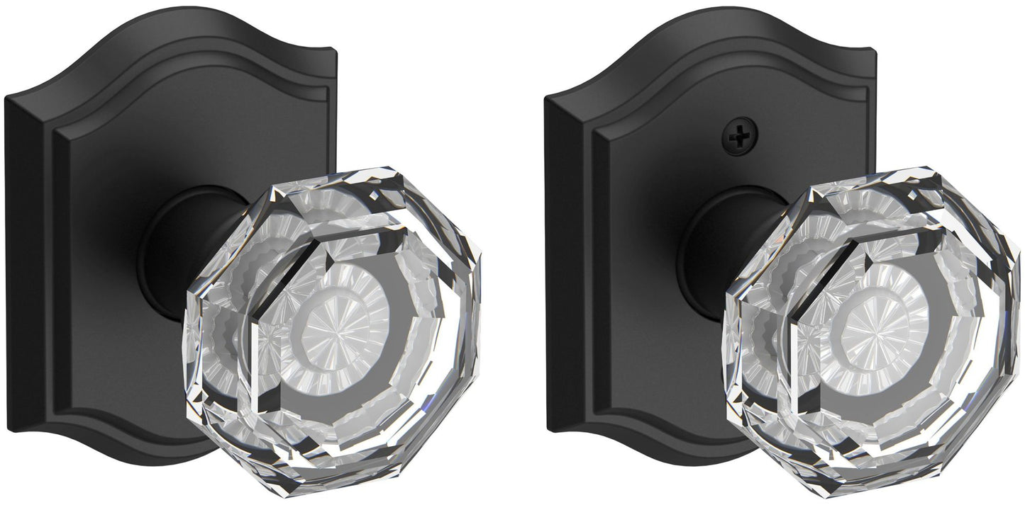 Baldwin PS.CRY.TAR Crystal Passage Door Knob with Arch Rose Lifetime Satin Brass