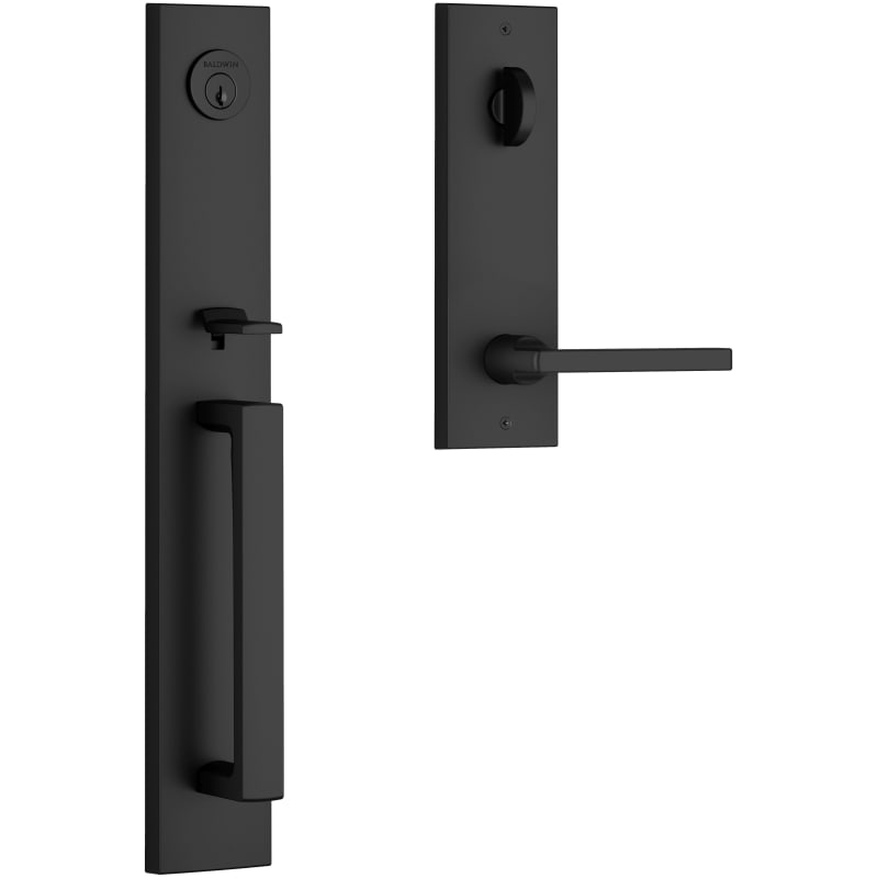 Baldwin EE.SANxSQU.R.CQE Santa Cruz Full Plate Single Cylinder Keyed Entry Handleset with Interior Square Lever and Emergency Egress