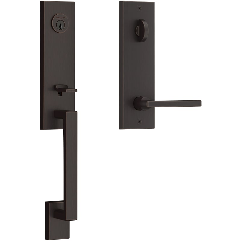 Baldwin Seattle One Piece Single Cylinder Keyed Entry Handleset with Square Interior Lever and Emergency Egress