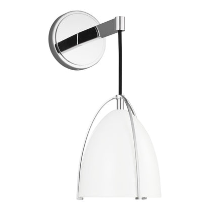 Generation Lighting 4151801-05 Norman - 1 Light Wall Sconce, Chrome Finish with Matte White MetalShade