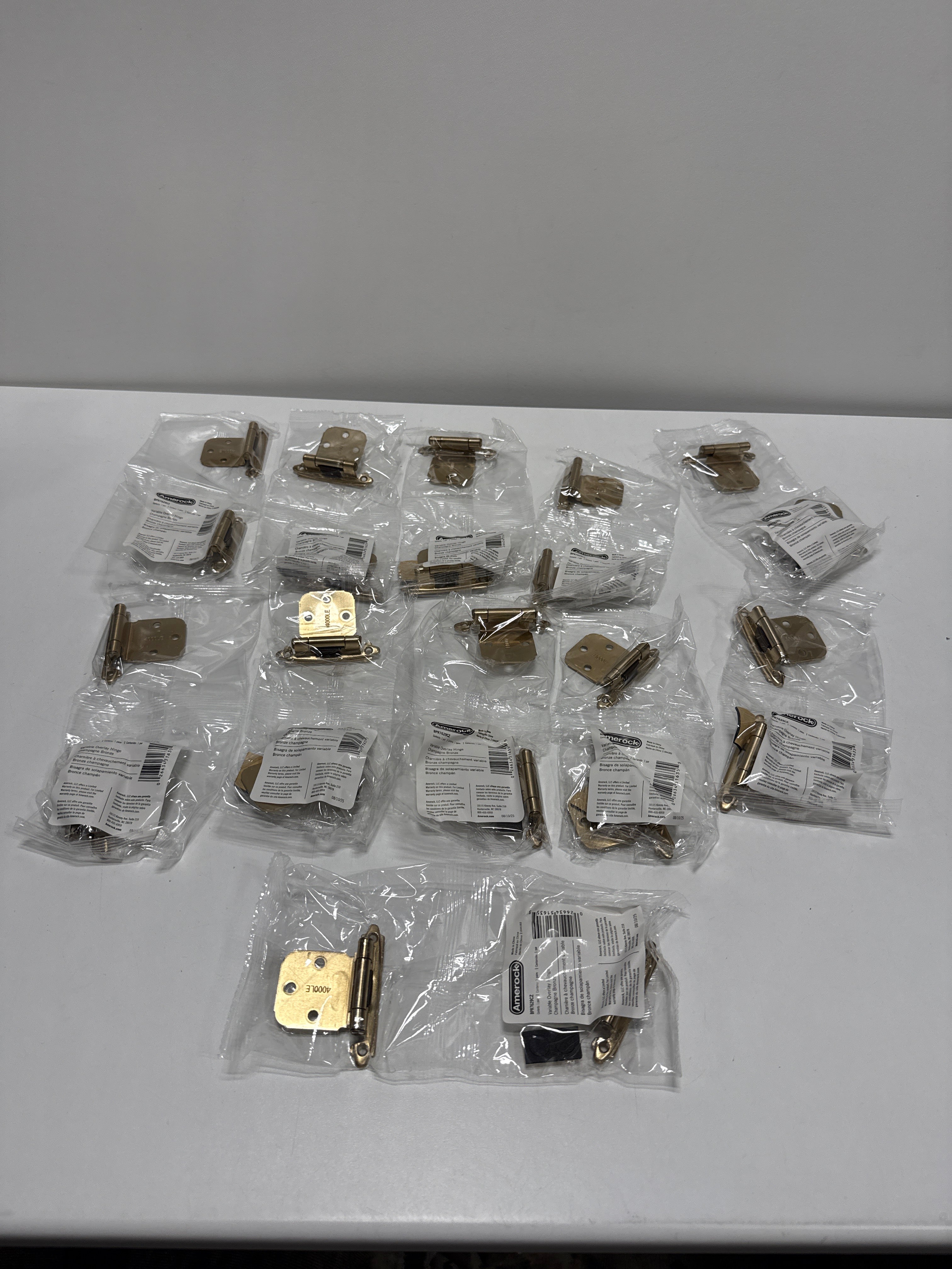 22 x Champagne Bronze Variable Overlay Self Closing, Face Mount Cabinet Hinge (2-Pack)