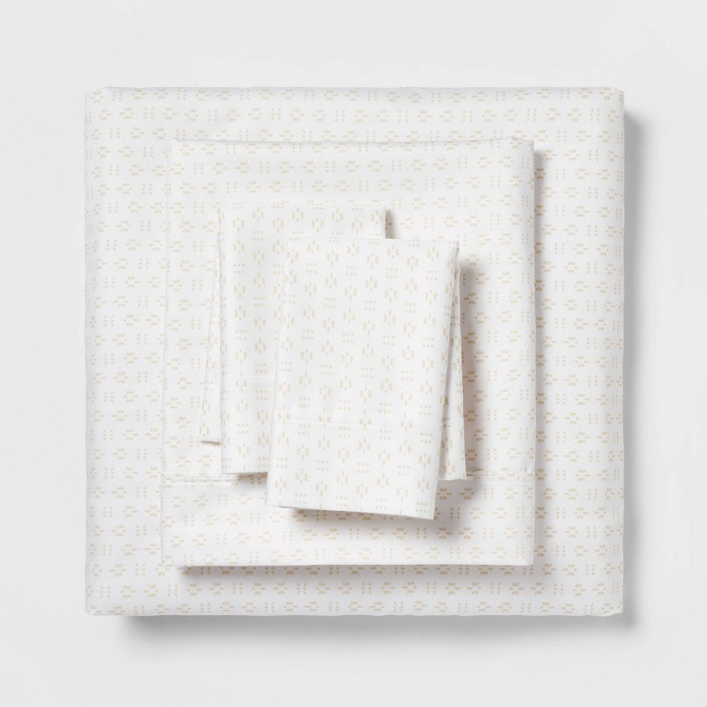 King Printed Performance 400 Thread Count Sheet Set Arneda - Threshold™: Cotton Sateen OEKO-TEX Certified 4-Piece Set