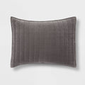 Standard Channel Stitch Velvet Quilt Sham Charcoal - Threshold™: Cotton Backing OEKO-TEX Certified No Flange - *Bedding