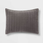 Standard Channel Stitch Velvet Quilt Sham Charcoal - Threshold™: Cotton Backing OEKO-TEX Certified No Flange - *Bedding