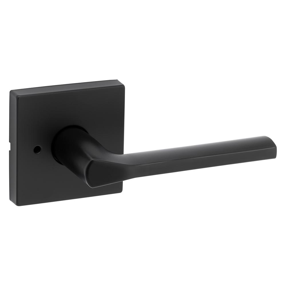 Kwikset 730LSLSQT Lisbon Privacy Door Lever Set with Square Rose Matte Black Leverset Privacy