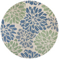 JONATHAN Y SANTA MONICA 6 Round Area Rug Zinnia Floral Textured Weave - Navy/Green SMB110B-6R