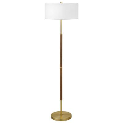 Scratch Simone Brass and Rustic Oak 2-Bulb Floor Lamp - Hudson & Canal FL1161