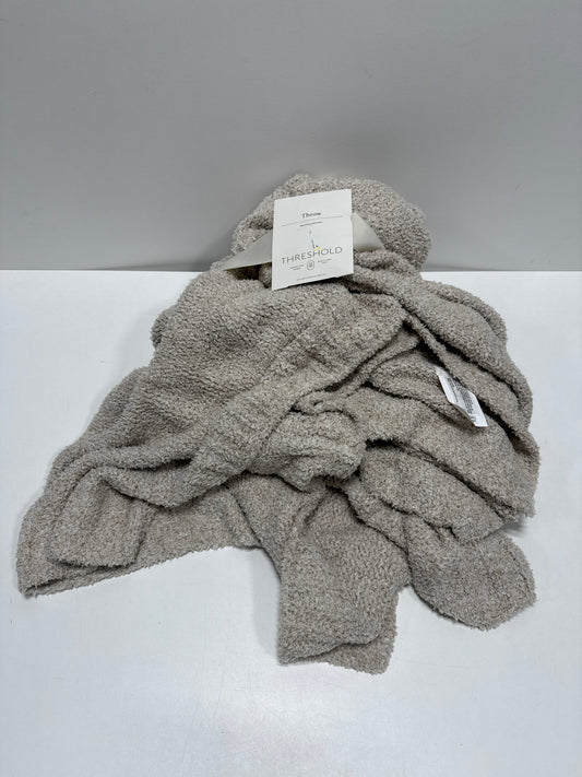 Cozy Knit Throw Blanket Neutral - Threshold™: Light Beige, Midweight, Recycled Polyester, Sensory Friendly, 50x60 Inches
