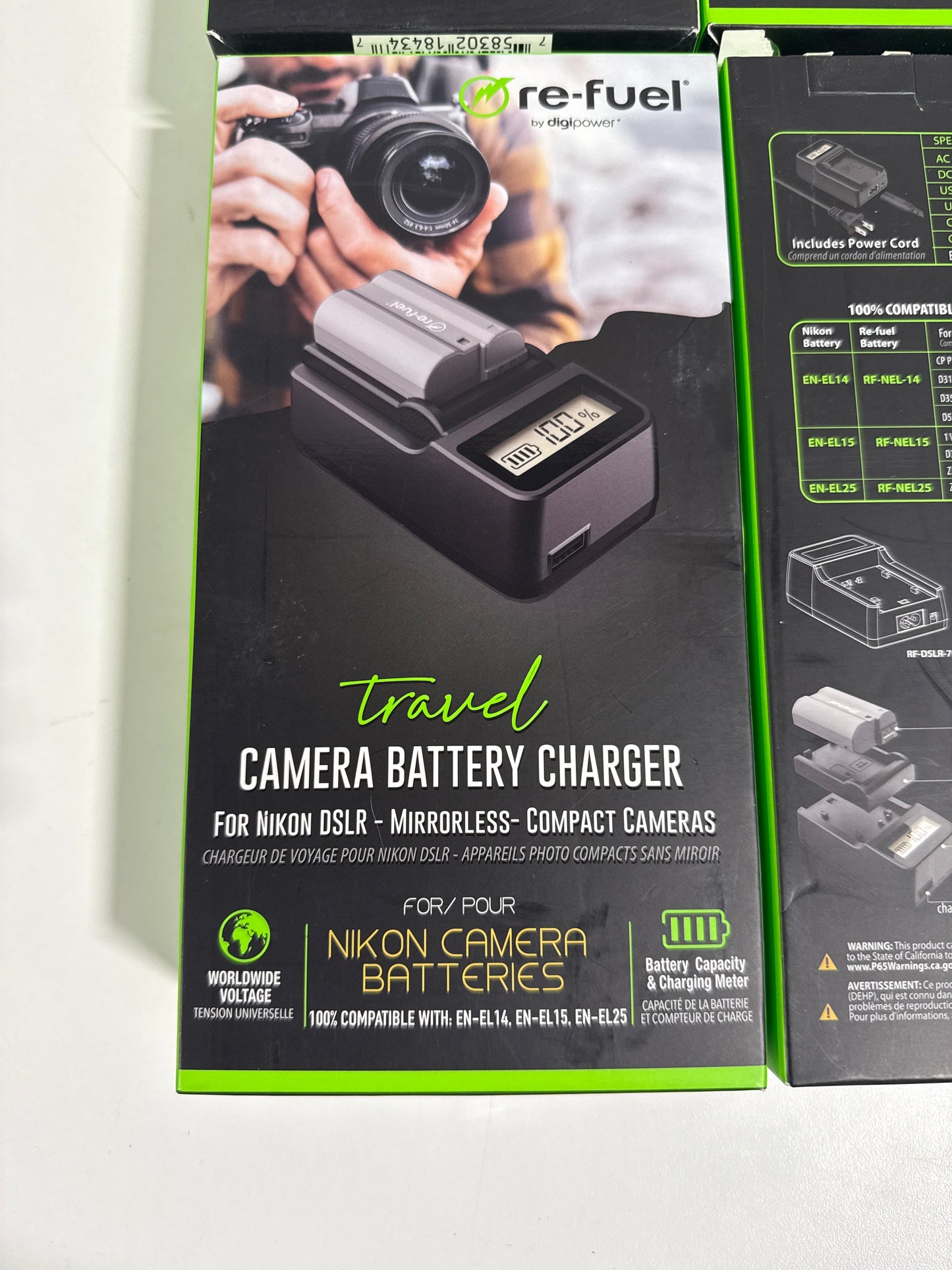 4 Digipower - DSLR/Mirrorless Camera Travel Charger with LCD Battery Level Indicator for Nikon Batteries EL14/15/25 - Black (Copy)