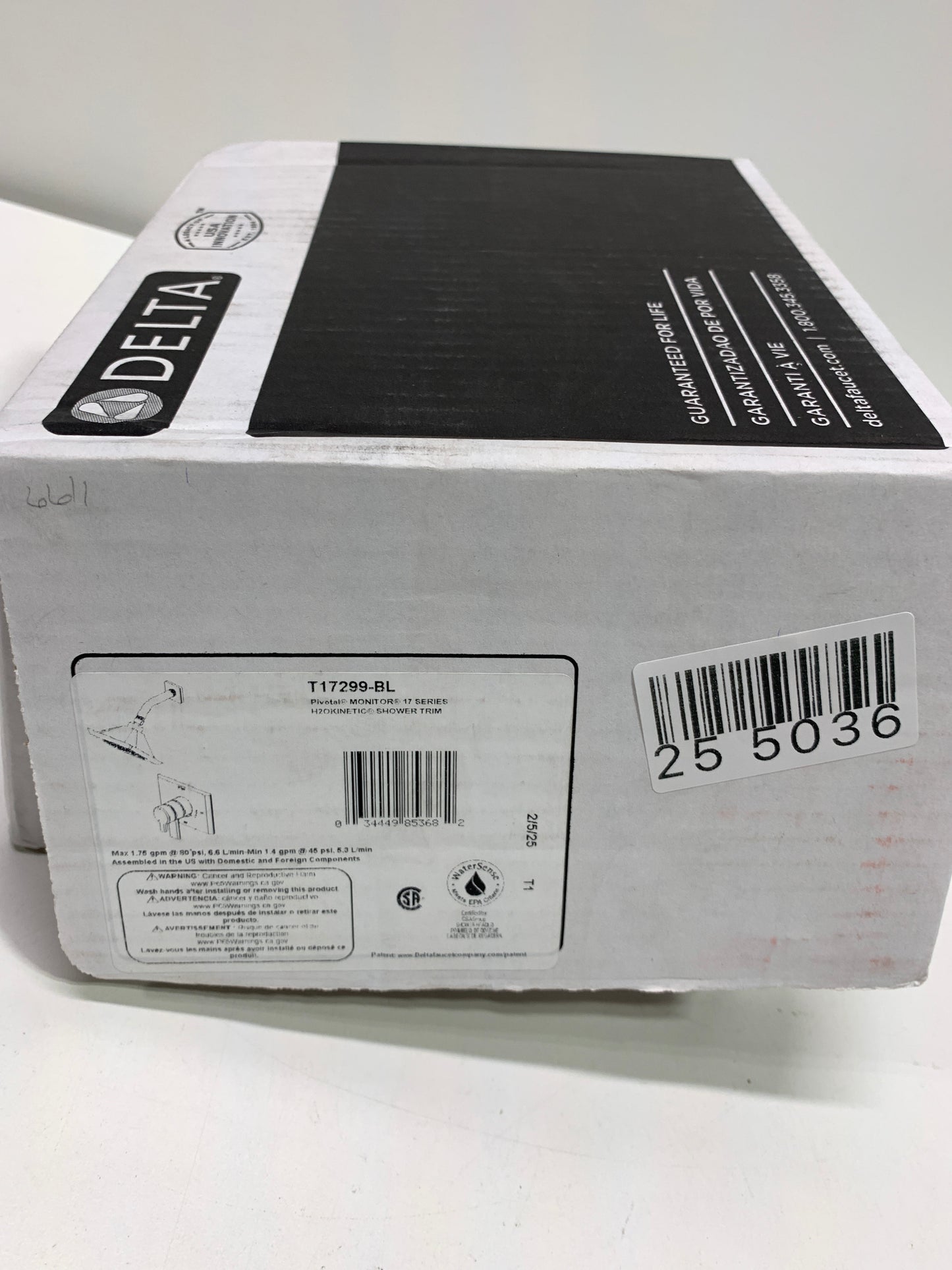 Delta Faucet Pivotal 17 Series Dual-Function Shower Faucet, Shower Trim Kit, 5-Spray H2Okinetic Shower Head, Matte Black