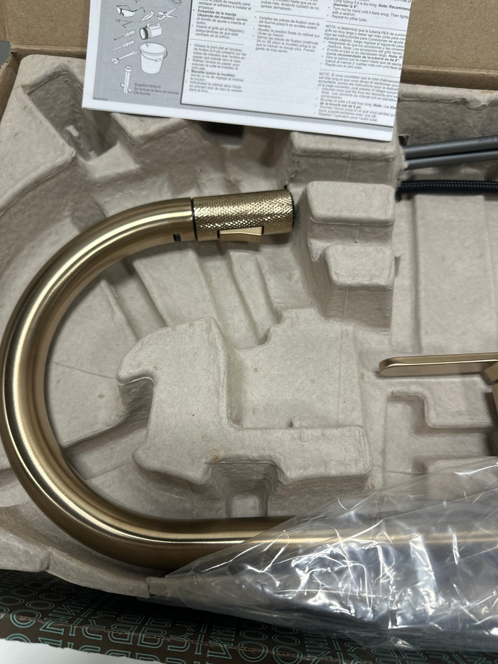 Brizo 63044lf Litze Single Handle Arc Spout Pull Down Kitchen Faucet with Industrial Handle Luxe Gold