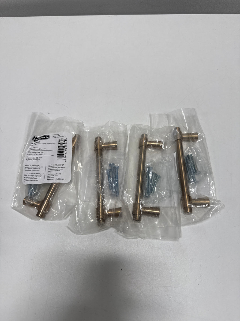 4 x Destine 3-3/4 in. (96mm) Modern Champagne Bronze Bar Cabinet Pull