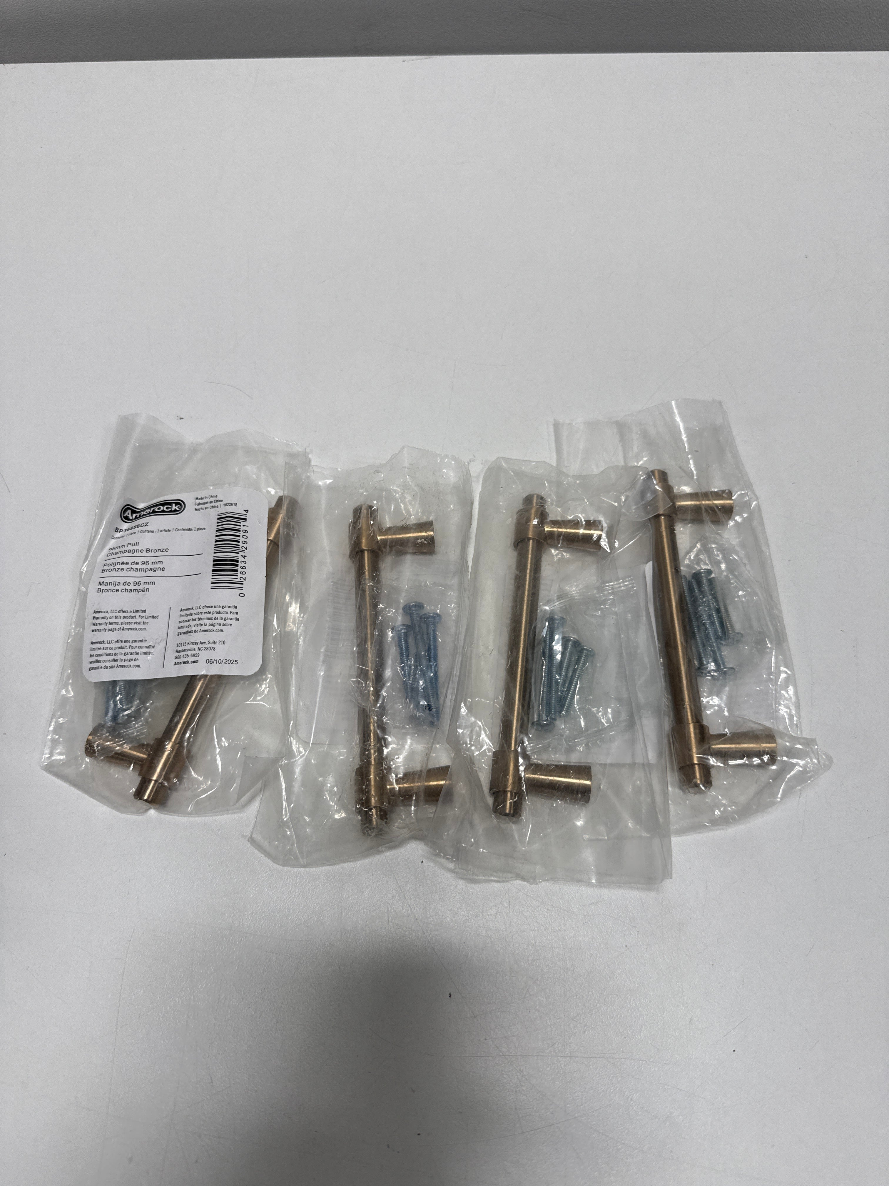 4 x Destine 3-3/4 in. (96mm) Modern Champagne Bronze Bar Cabinet Pull