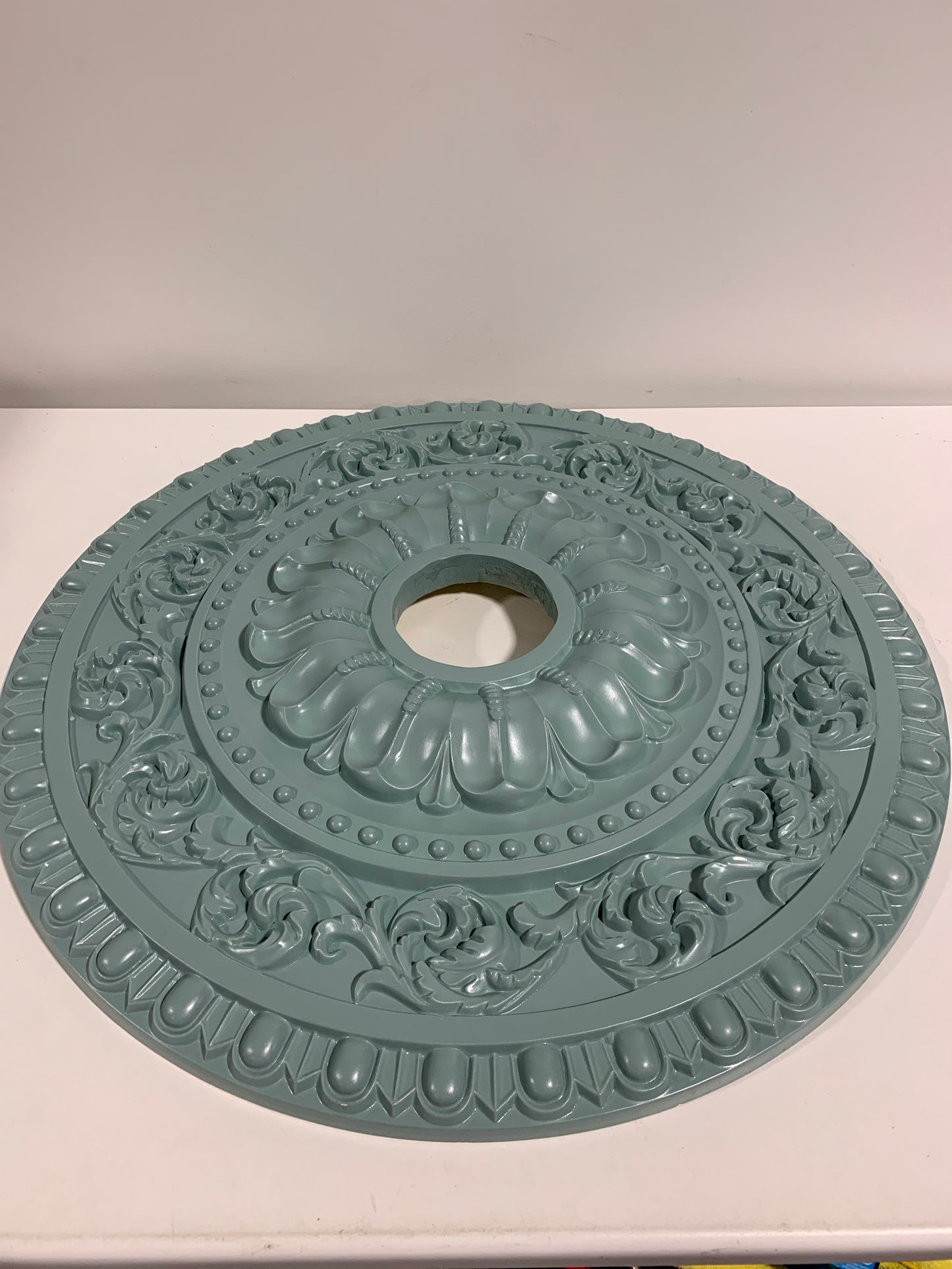 Ekena Millwork CM23VACBF 23 1/2"OD X 3 1/2"ID X 2 1/8"P Vaduz Ceiling Medallion Fits Canopies Up To 3 1/2", Cloud Burst