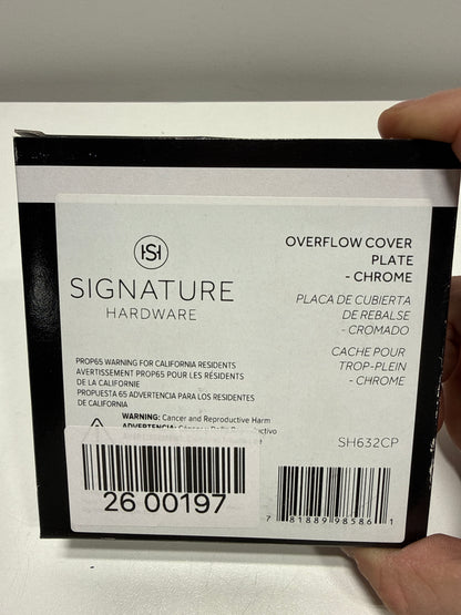 Signature Hardware 3-3/16 in. Solid Brass Overflow Plate with Two Screws in Chrome