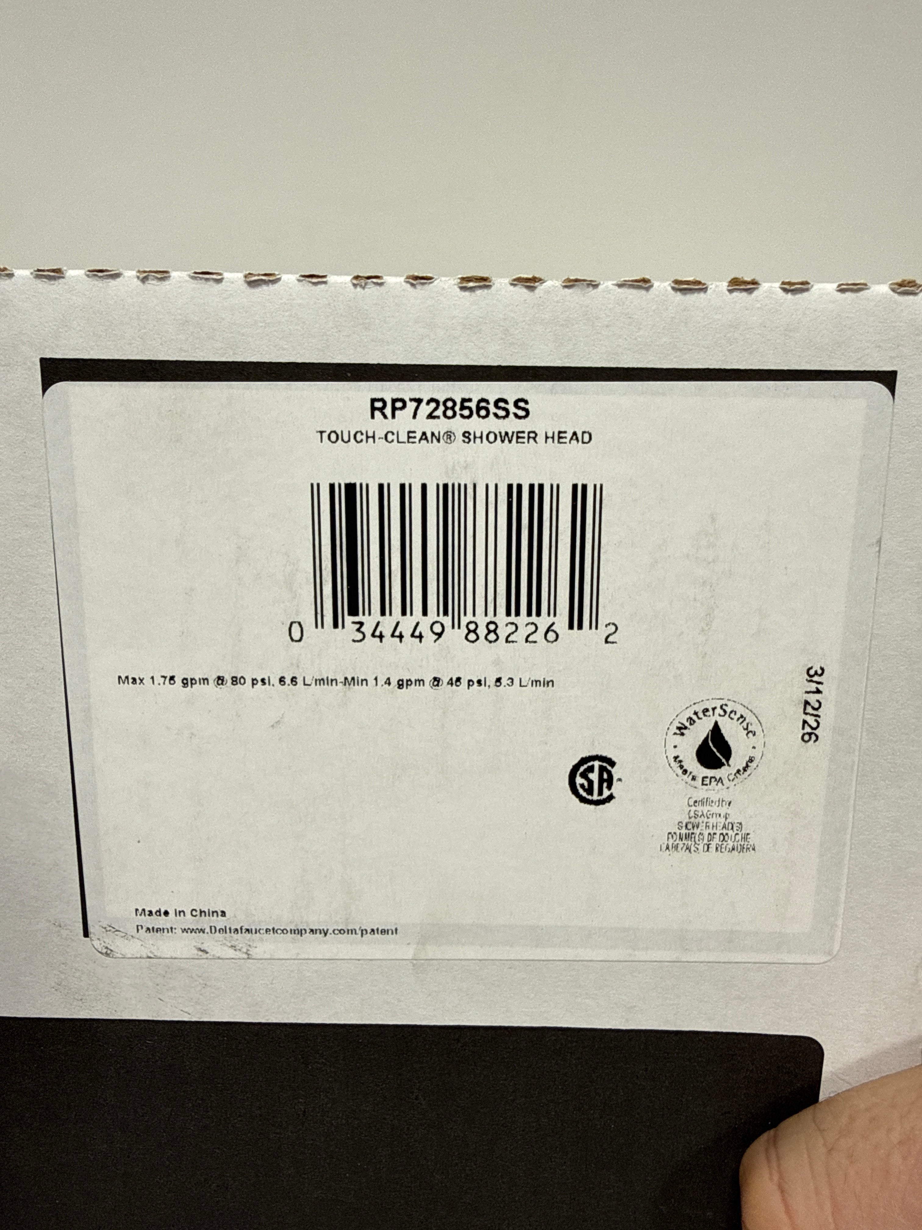 Delta RP72856 Silverton 1.75 GPM Single Function Shower Head Brilliance Stainless Showers Shower Heads Single Function