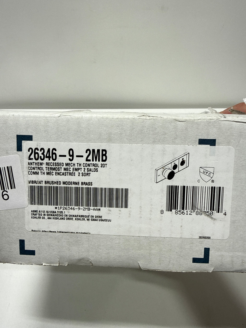 Kohler Anthem Two-outlet Recessed Mechanical Thermostatic Valve Control 26346-9-2MB