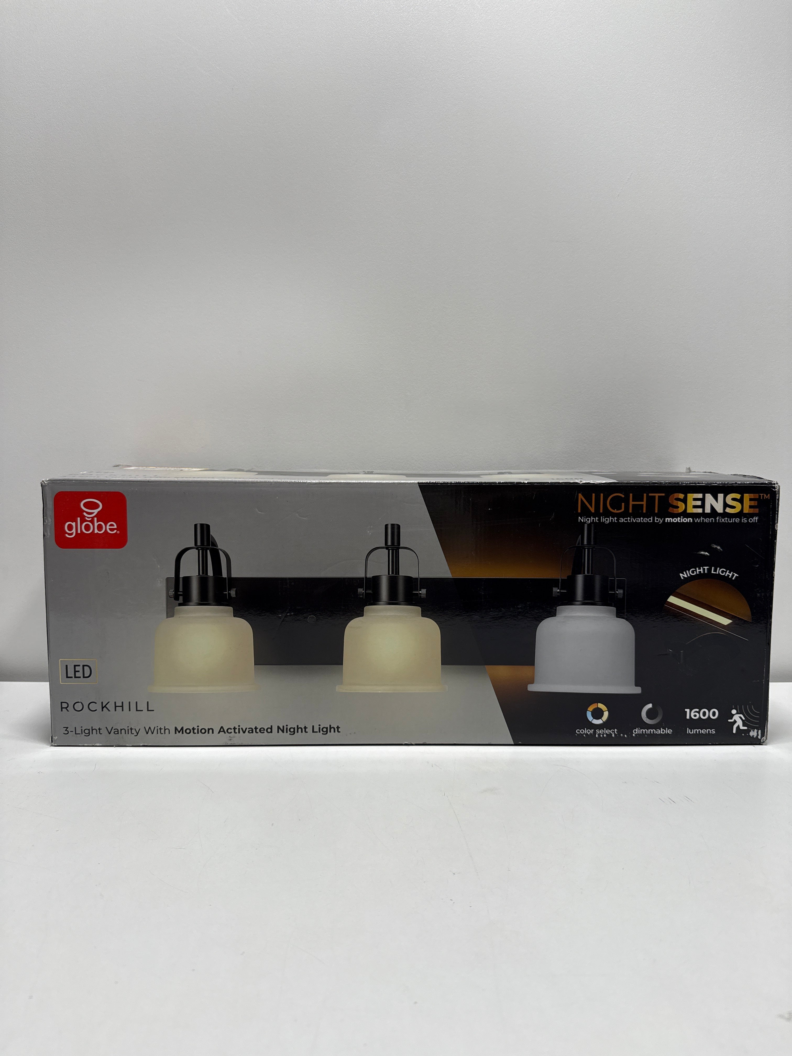 Rockhill 22 in. 3-Light LED Wall Sconce Vanity Light Matte Black for Bathroom Kitchen with Motion Activated Night