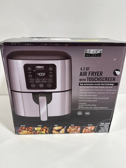 Bella PRO - 4.2-qt. Touchscreen Air Fryer - Stainless Steel