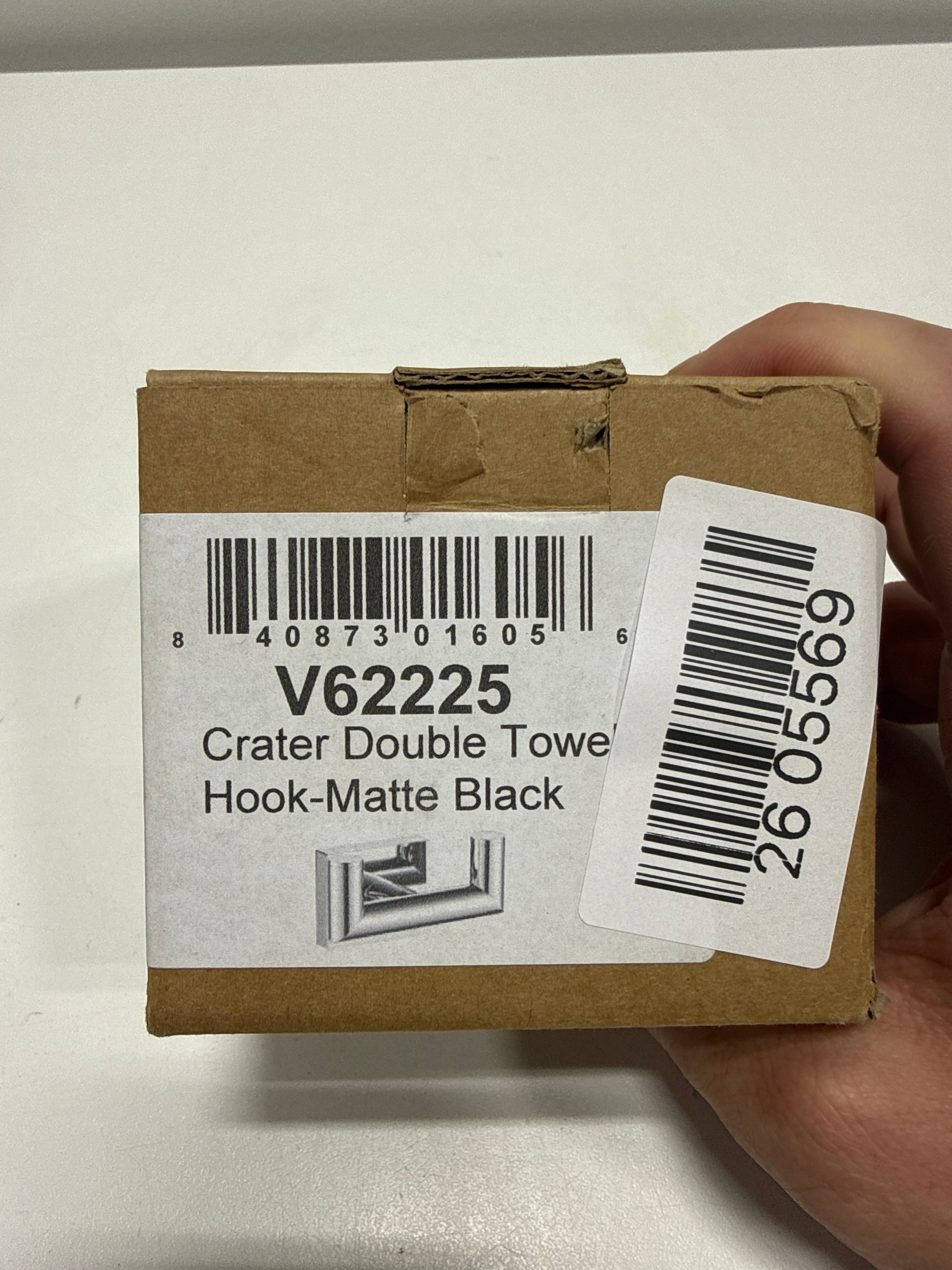ICO Bath V6222 Volkano Crater Double Robe Hook - Matte Black