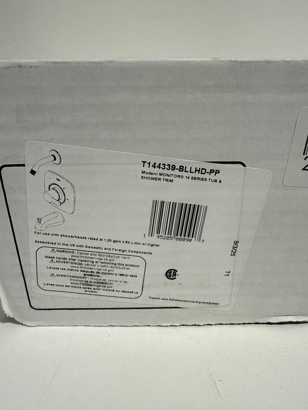 Delta T144339-LHD-PP Modern Monitor 14 Series Tub and Shower Trim Package - Less Shower Head Matte Black - *Plumbing