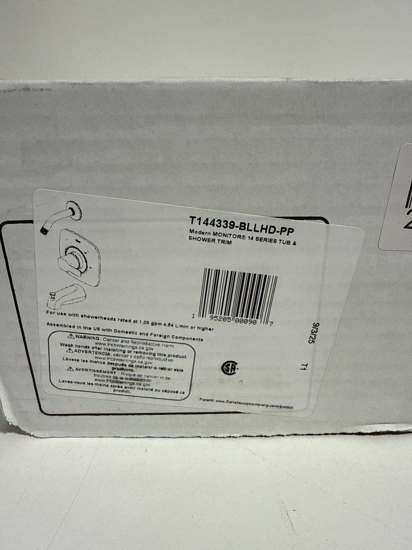 Delta T144339-LHD-PP Modern Monitor 14 Series Tub and Shower Trim Package - Less Shower Head Matte Black