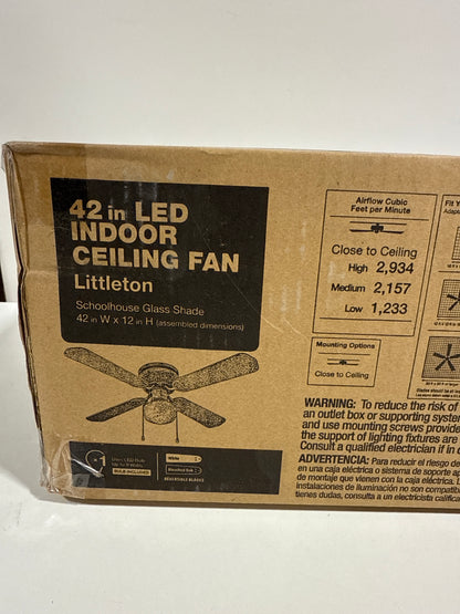 Littleton 42 in. LED Indoor White Ceiling Fan with Light Kit