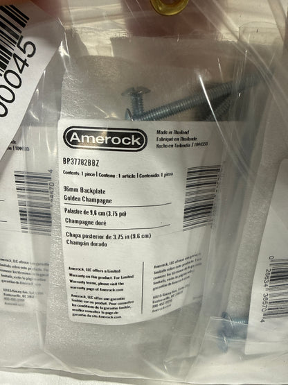 9 x Amerock Medora 3-3/4 Inch (96mm) Center-to-Center Rectangle Golden Champagne Cabinet Pull Backplate