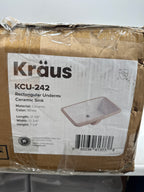 KRAUS Elavo 21.125 in. Rectangular Porcelain Ceramic Undermount Bathroom Sink in White with Overflow Drain, KCU-242