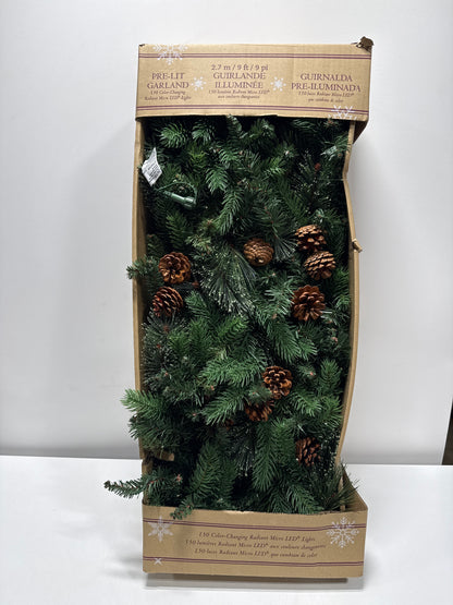 Kirkland 2.7 m (9 ft.) Pre-lit Garland with 15 Dual Color LED Lights - *Christmas & Seasonal