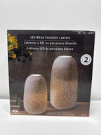Evergreen LED Porcelain Lantern, Set of 2 White