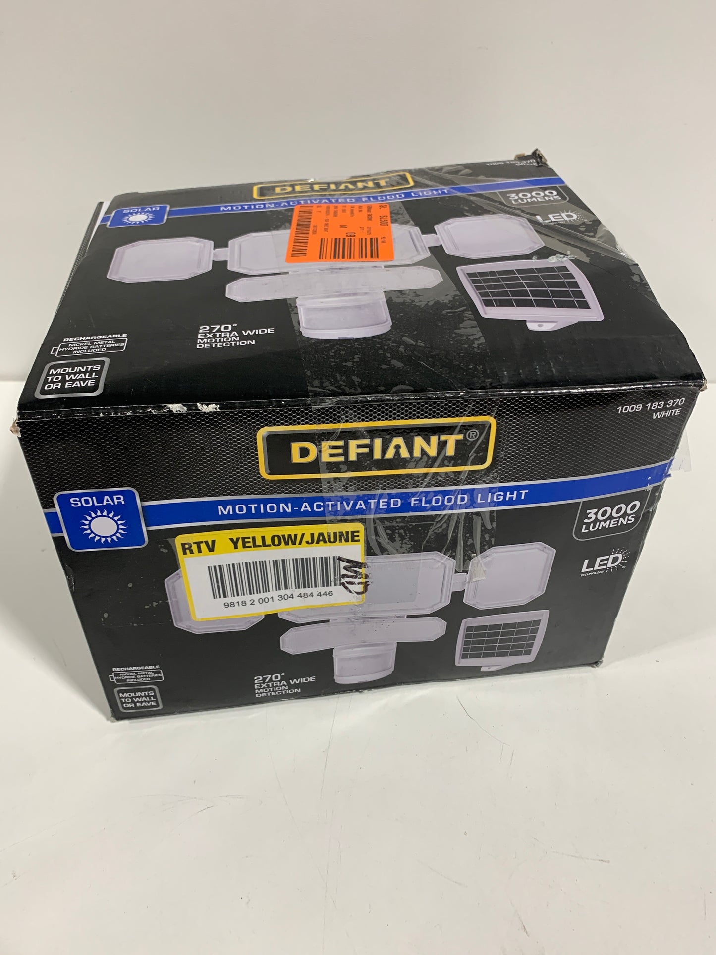 270 White Motion Sensor Solar Powered Outdoor 4-Head LED Security Flood Light 3000 Lumens