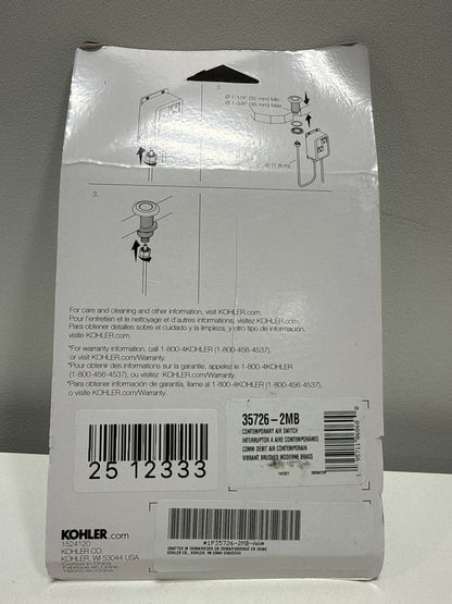 KOHLER 35726-2MB K-35726-2MB Garbage Disposal Air Switch Button, Vibrant Brushed Moderne Brass