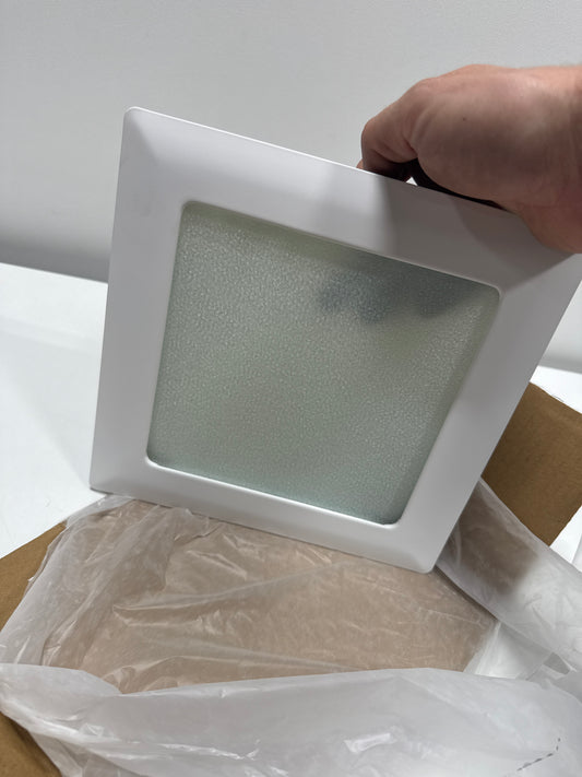 HALO 10P Recessed Ceiling Light Square Trim with Glass Albalite Lens, White,9.5" L x 1.2" W x 9.3" H