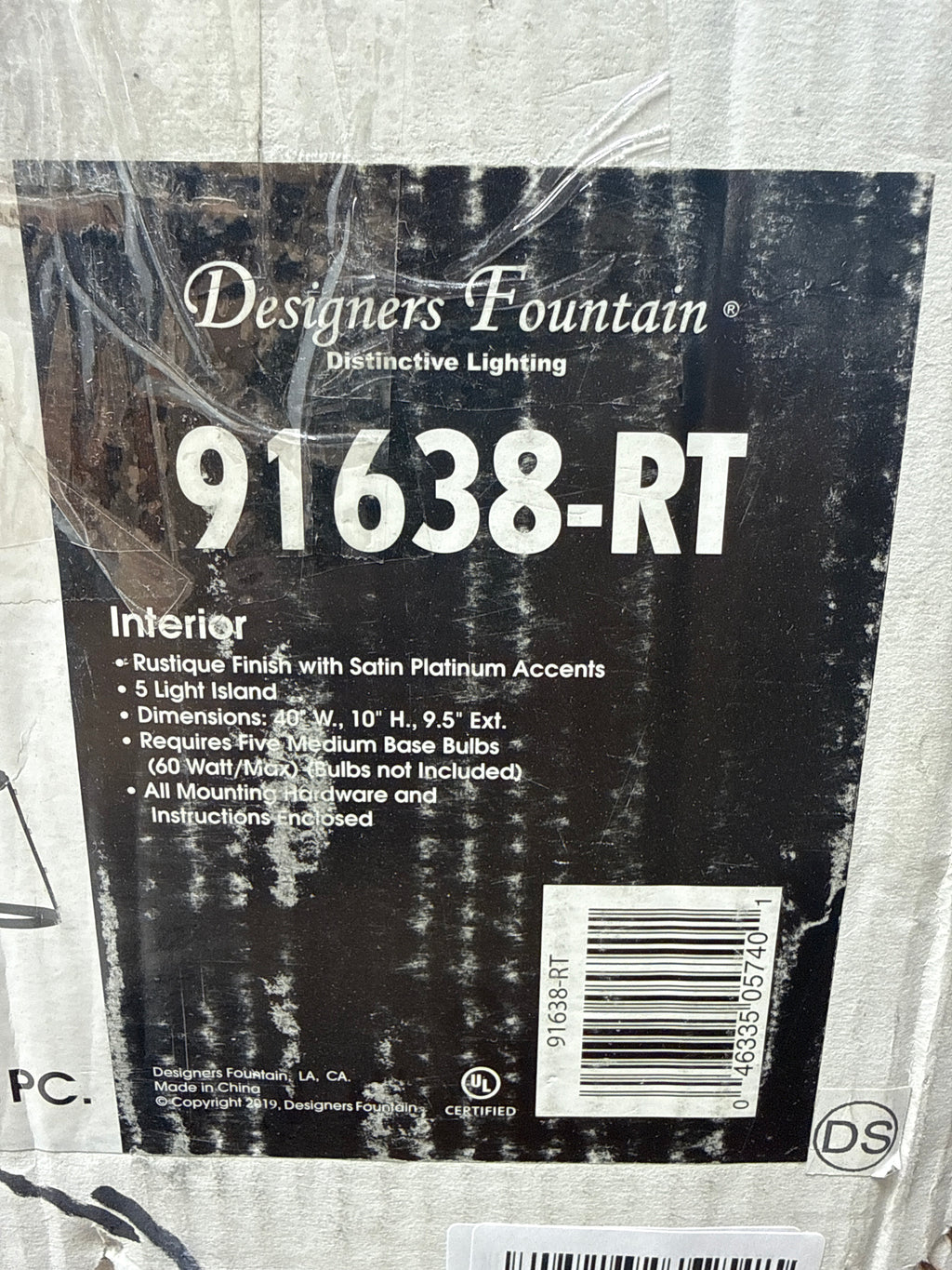 Designers Fountain Presidio Rustique 5 Light Linear Chandelier 91638-RT - *Lighting & Electrical