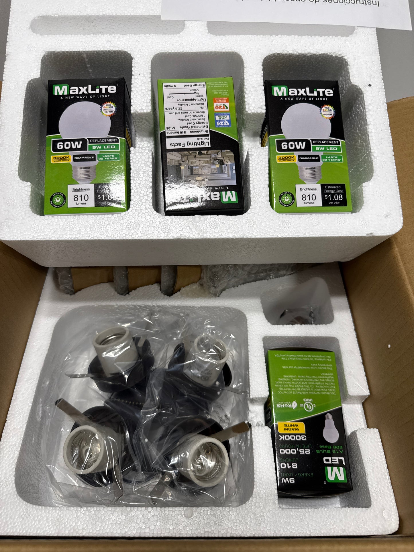 Progress Lighting 4-Light Ceiling Fan Light Kit for AirPro Collection Ceiling Fans, Transitional Style, Includes 4 LED Light Bulbs, Antique Bronze